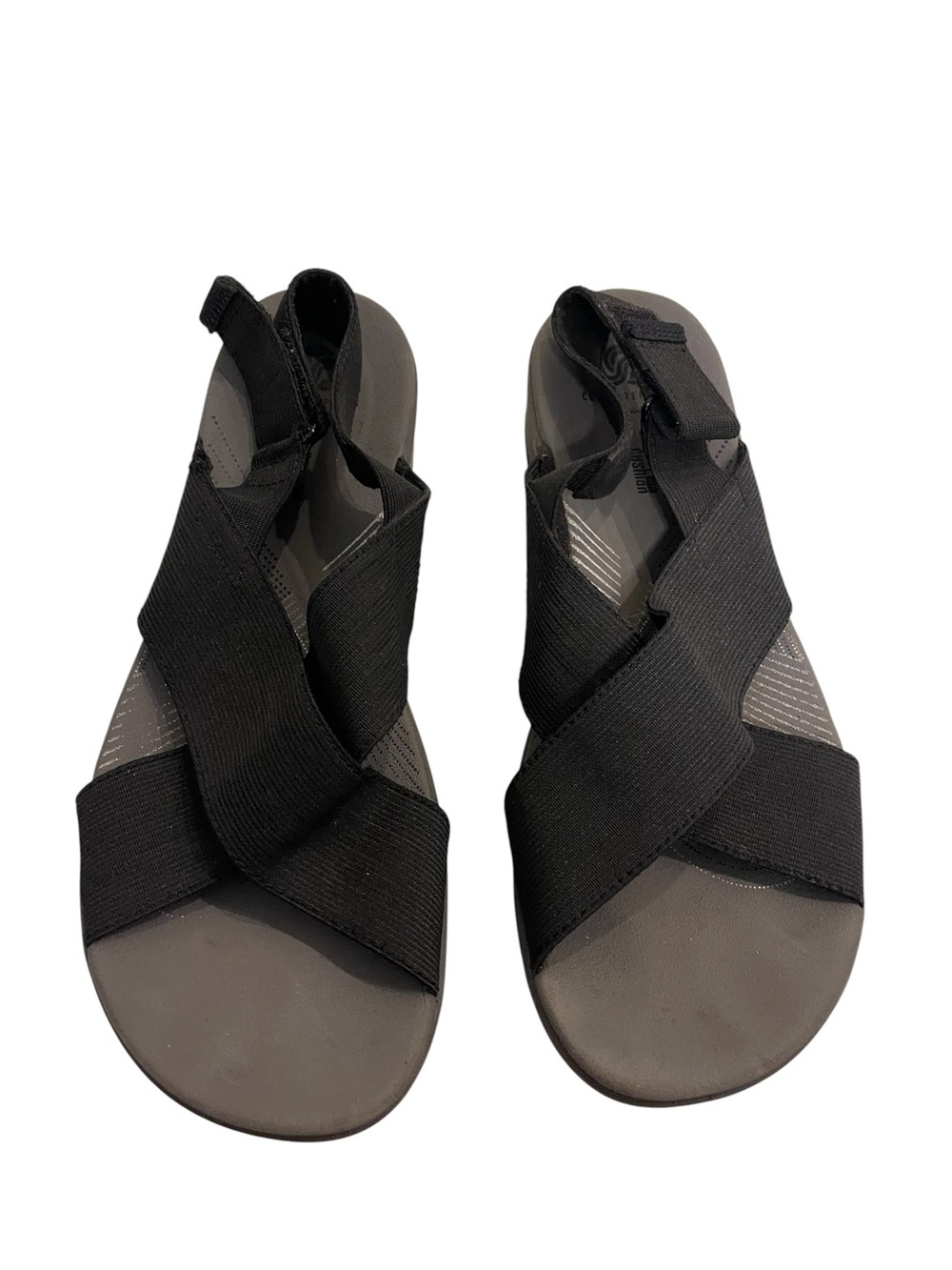 Clarks Arla Kaydin Black Crisscross Elastic Sandals for Women Shoes - Picture 1 of 6